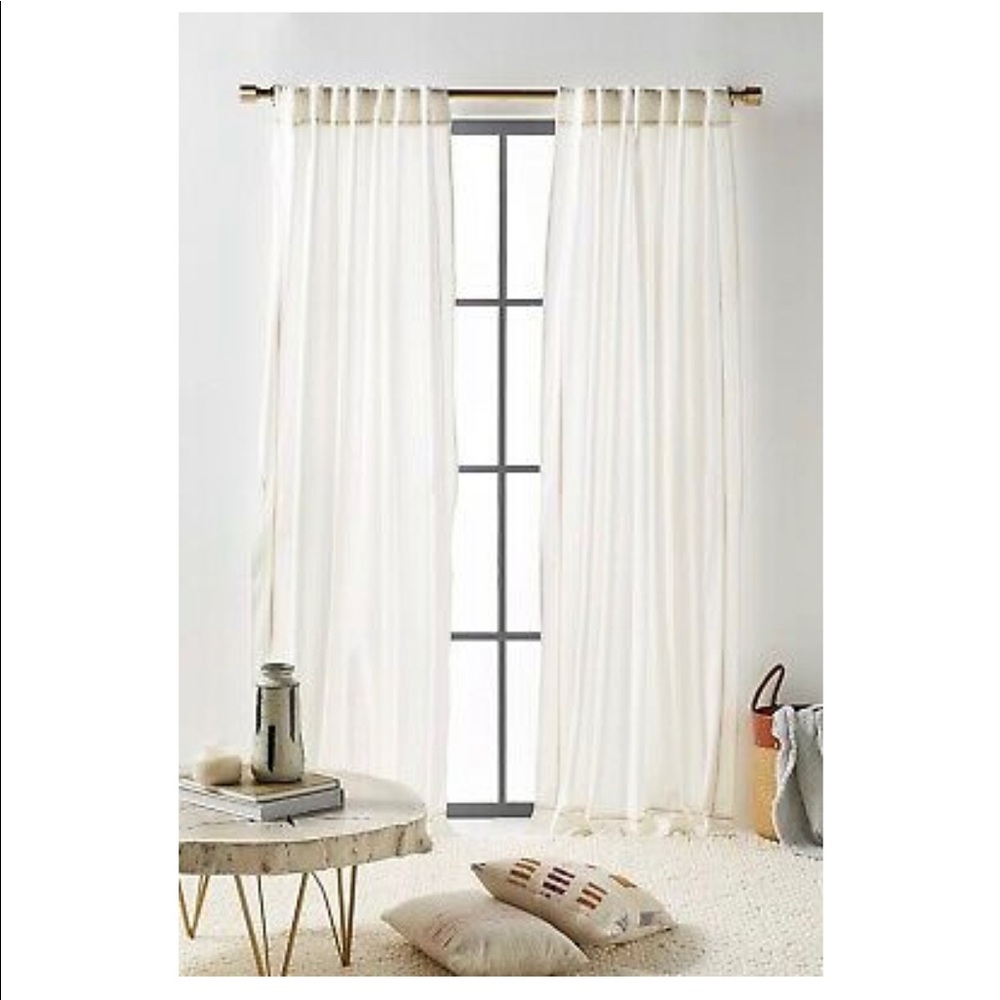 White Mara Curtain with gold trim 84x50